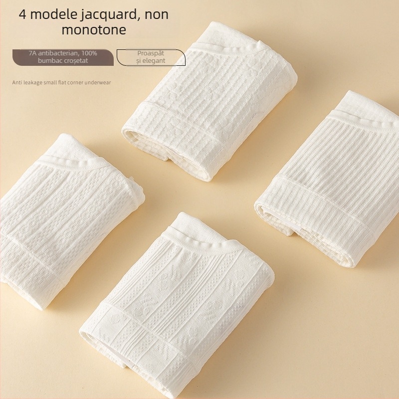 Chiloți dama din bumbac, antibacteriali și respirabili, talie medie, 90–95% bumbac, căptușeală crotch 100% bumbac, țesătură tricotată
