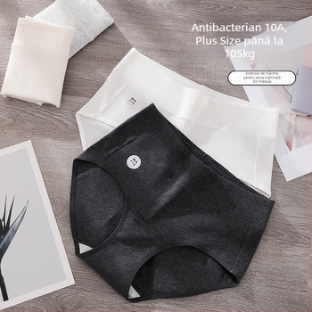 Chiloți femei din bumbac, antibacterieni, respirabili, fără linii vizibile, talie medie, susținere a abdomenului