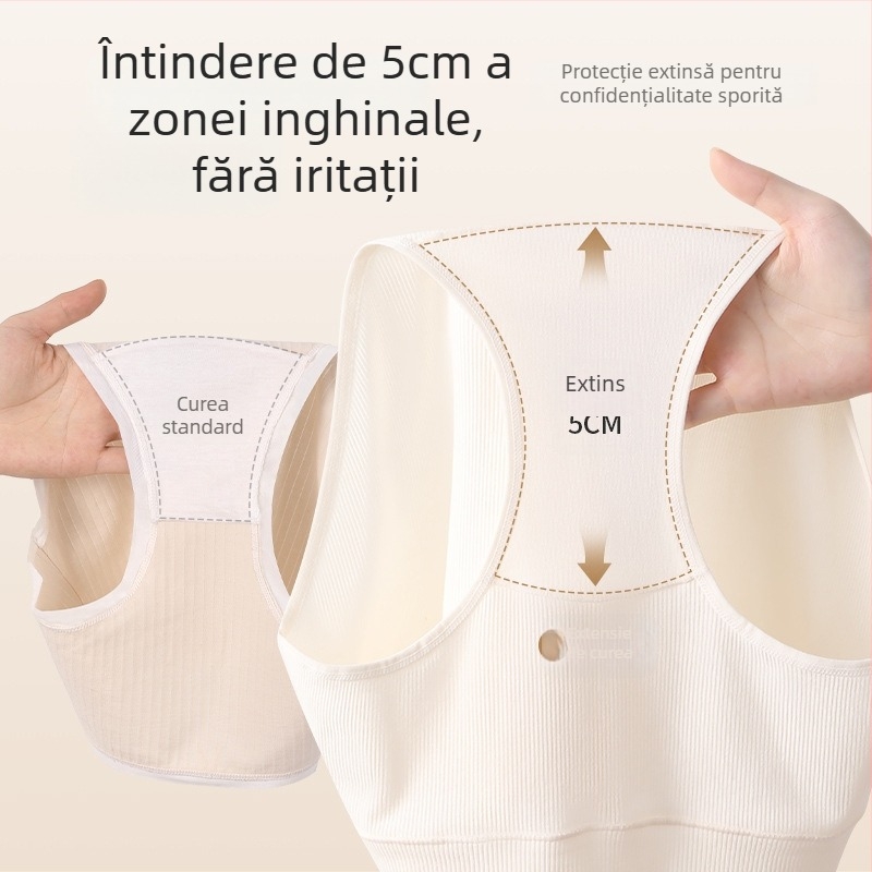 Chiloți femei din bumbac, antibacterieni, respirabili, fără linii vizibile, talie medie, susținere a abdomenului