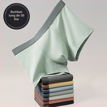 Boxeri bărbați din bumbac, tricot cu nervuri, 50s bumbac, talie medie, respirabili și antibacterieni