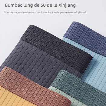 Boxeri bărbați din bumbac, tricot cu nervuri, 50s bumbac, talie medie, respirabili și antibacterieni