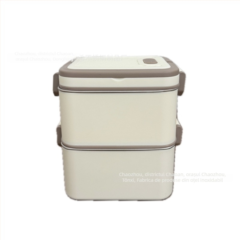Cutie de prânz din oțel inoxidabil 304, izolată, formă pătrată, potrivită pentru microunde, capacitate 800–1000 ml