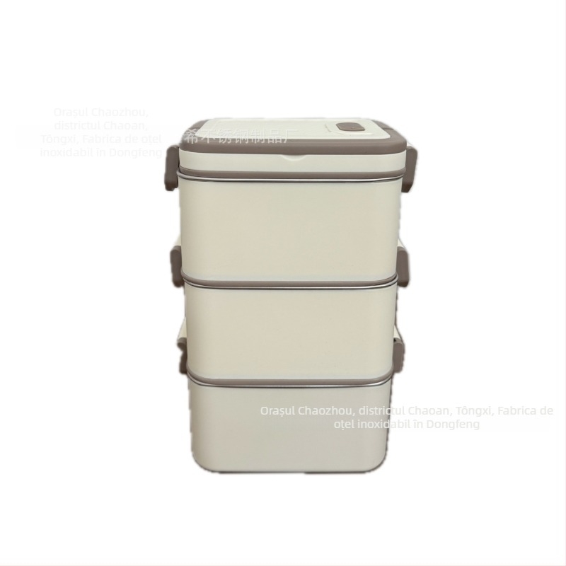 Cutie de prânz din oțel inoxidabil 304, izolată, formă pătrată, potrivită pentru microunde, capacitate 800–1000 ml