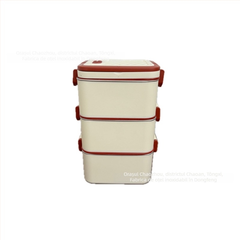 Cutie de prânz din oțel inoxidabil 304, izolată, formă pătrată, potrivită pentru microunde, capacitate 800–1000 ml