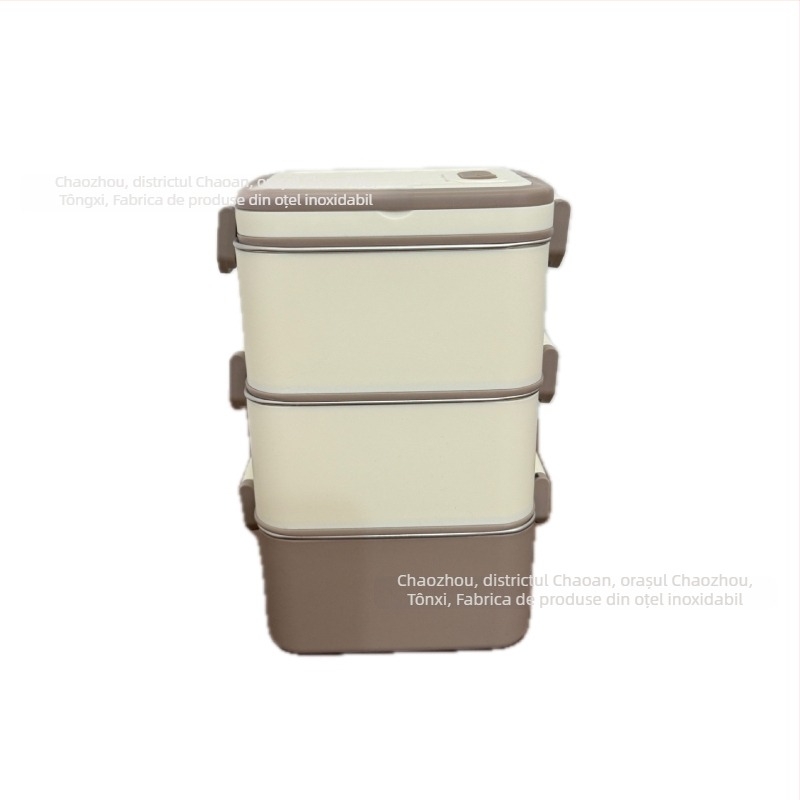 Cutie de prânz din oțel inoxidabil 304, izolată, formă pătrată, potrivită pentru microunde, capacitate 800–1000 ml