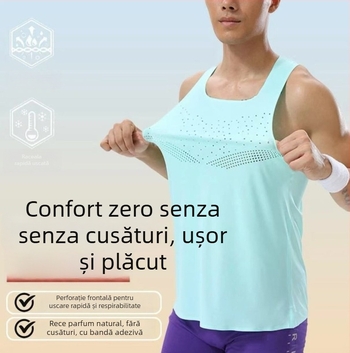 Vesta unisex din poliester, uscare rapidă și respirabilă pentru alergare și ciclism – vară