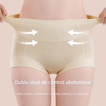 Chiloți pentru femei talie înaltă din bumbac, respirabili, antibacterieni, căptușeală din bumbac în crac.