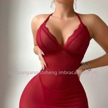 Lenjerie de noapte sexy cu dantelă transparentă și broderie, țesătură poliester ultra-subțire 61–80 g/m², 95–100% poliester, primăvara 2025
