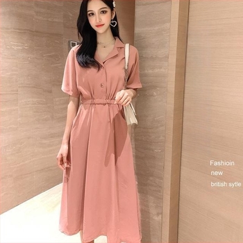 Rochie de alăptat cu guler polo, mâneci 3/4, mâneci de tip prințesă, țesătură PVC (≤30%), stil chinezesc, vintage artistic