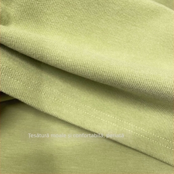 Tricou din bumbac, guler polo, mâneci lungi, model solid, primăvara 2024