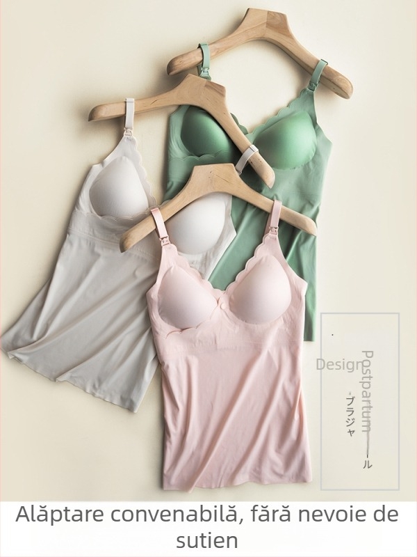 Top de alăptare pentru maternitate, fără mâneci, decolteu în V, cu inserție pentru sân, din nylon-spandex 80–90%, stil casual, 2024