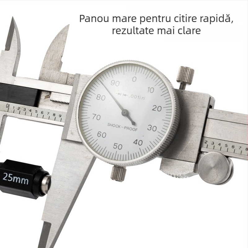 Javier Vernier Caliper din oțel inoxidabil, înaltă precizie, caliper cu cadran 0.001 in rezoluție