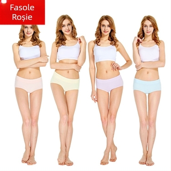 Chiloți femei din bumbac, ridicare șolduri, talie medie, fără cusături, respirabili, pachet de 4 bucăți