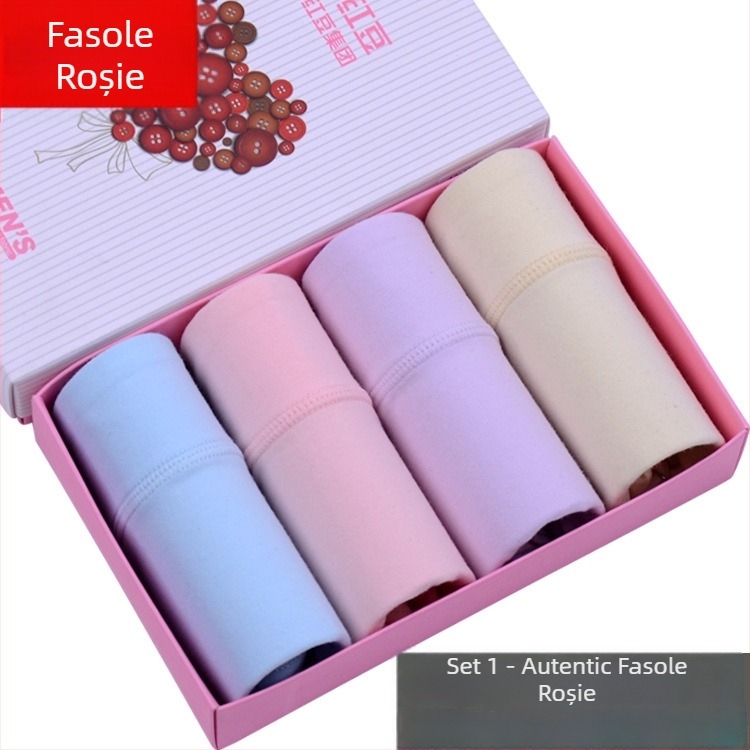 Chiloți femei din bumbac, ridicare șolduri, talie medie, fără cusături, respirabili, pachet de 4 bucăți