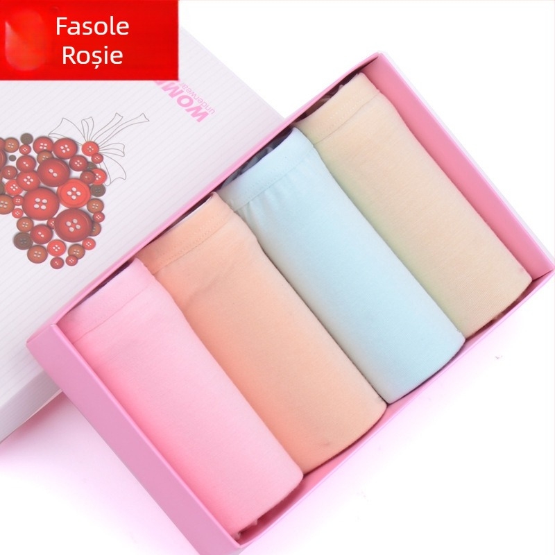 Chiloți femei din bumbac, ridicare șolduri, talie medie, fără cusături, respirabili, pachet de 4 bucăți