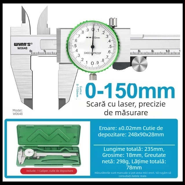 Power Lion calibru cu cadran Vernier pentru măsurarea diametrului intern și a adâncimii, brățară din jad, model W0648