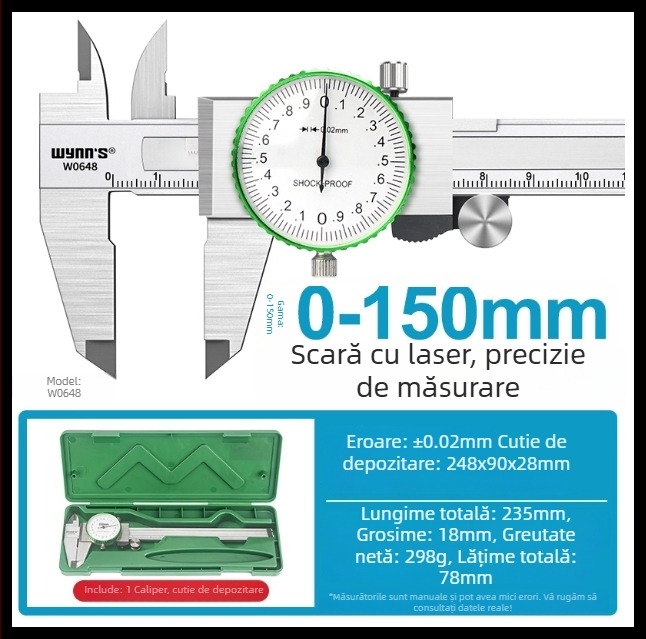 Power Lion calibru cu cadran Vernier pentru măsurarea diametrului intern și a adâncimii, brățară din jad, model W0648
