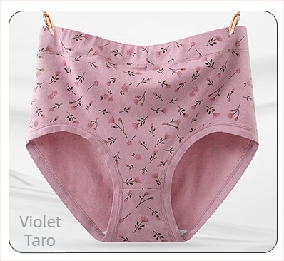 Chiloți femei din bumbac, confortabili și respirabili, talie înaltă, model floral, 95–100% bumbac