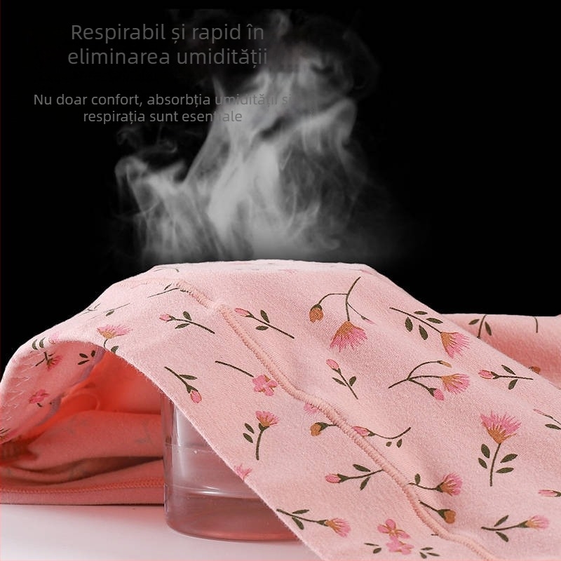 Chiloți femei din bumbac, confortabili și respirabili, talie înaltă, model floral, 95–100% bumbac