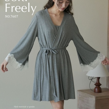 Rochie de noapte cu dantelă franțuzească din viscose, mâneci lungi, țesătură subțire 121–140 g/m², decolteu în V, respirabilă, pentru somn, acasă și ieșiri, toate anotimpurile