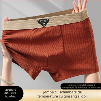 Boxer bărbați din bumbac pur – respirante, tricotate, talie medie, țesătură principală din bumbac, căptușeală în zona inghinală din viscoză