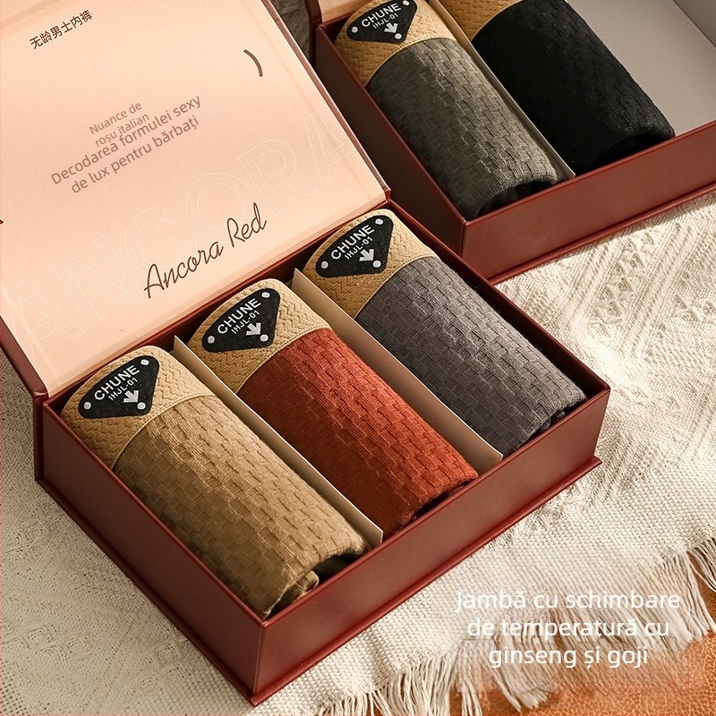 Boxer bărbați din bumbac pur – respirante, tricotate, talie medie, țesătură principală din bumbac, căptușeală în zona inghinală din viscoză