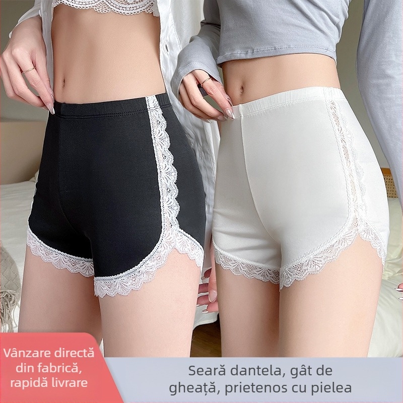 Șorturi de siguranță pentru femei, Ice Silk, talie medie, fără cusături, căptușire Ice Silk