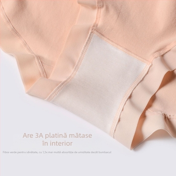 Chiloți de damă din bumbac antibacterieni, fără urme vizibile, căptușeală din mătase de mulberry în zona inghinală, talie medie