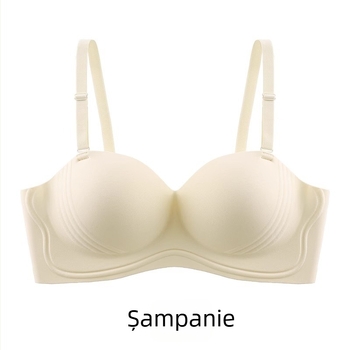 sutien fără bretele, fără arcuri, stil tubular, cupa 1/2, modelată cu vârf subțire și bază mai lată, închidere la spate cu patru rânduri de cârlige, material din nylon respirabil
