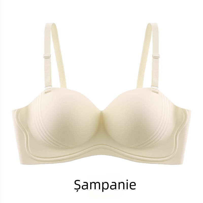 sutien fără bretele, fără arcuri, stil tubular, cupa 1/2, modelată cu vârf subțire și bază mai lată, închidere la spate cu patru rânduri de cârlige, material din nylon respirabil