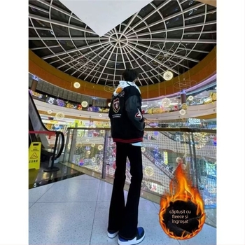 Blugi din denim pentru bărbați, croială dreaptă, talie joasă, stil Hong Kong, pentru purtare zilnică, fără elastan