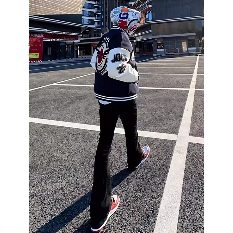 Blugi din denim pentru bărbați, croială dreaptă, talie joasă, stil Hong Kong, pentru purtare zilnică, fără elastan