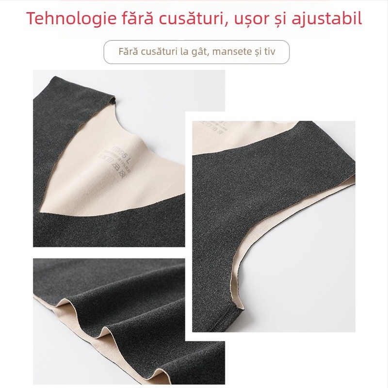 Vesta termică fără cusături pentru bărbați, căptușită cu fleece, strat de bază, poliester 80–90%, 161–180 g/m²