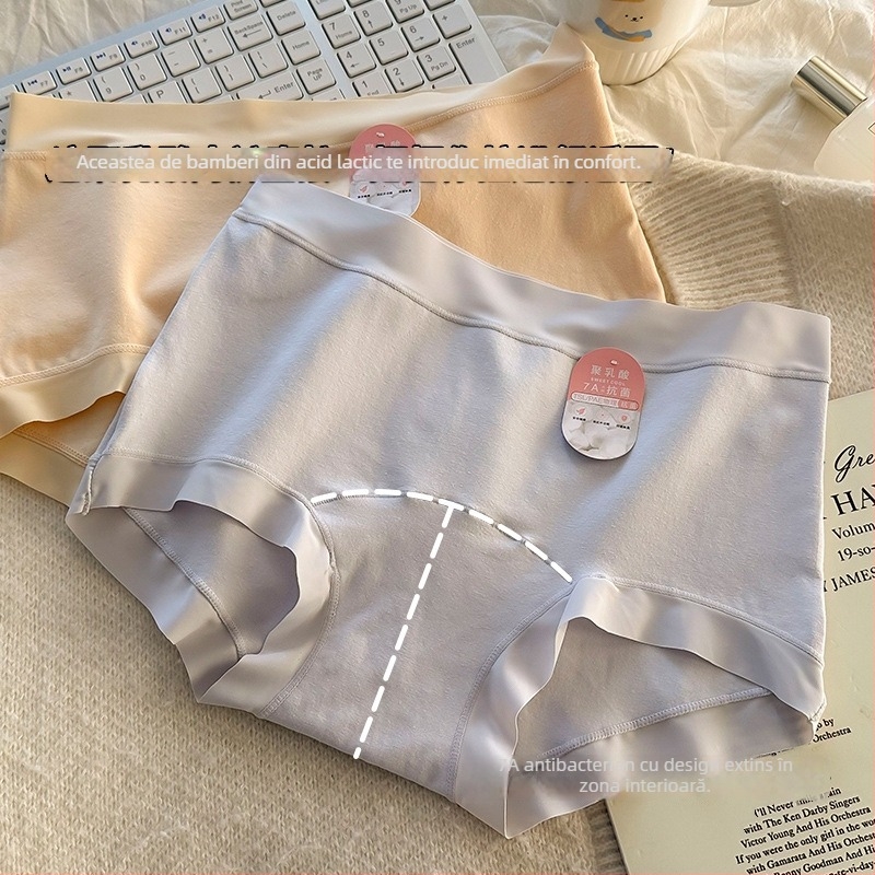 Chiloți din bumbac pentru fete, talie medie, fără linii vizibile, antibacterieni și respirabili