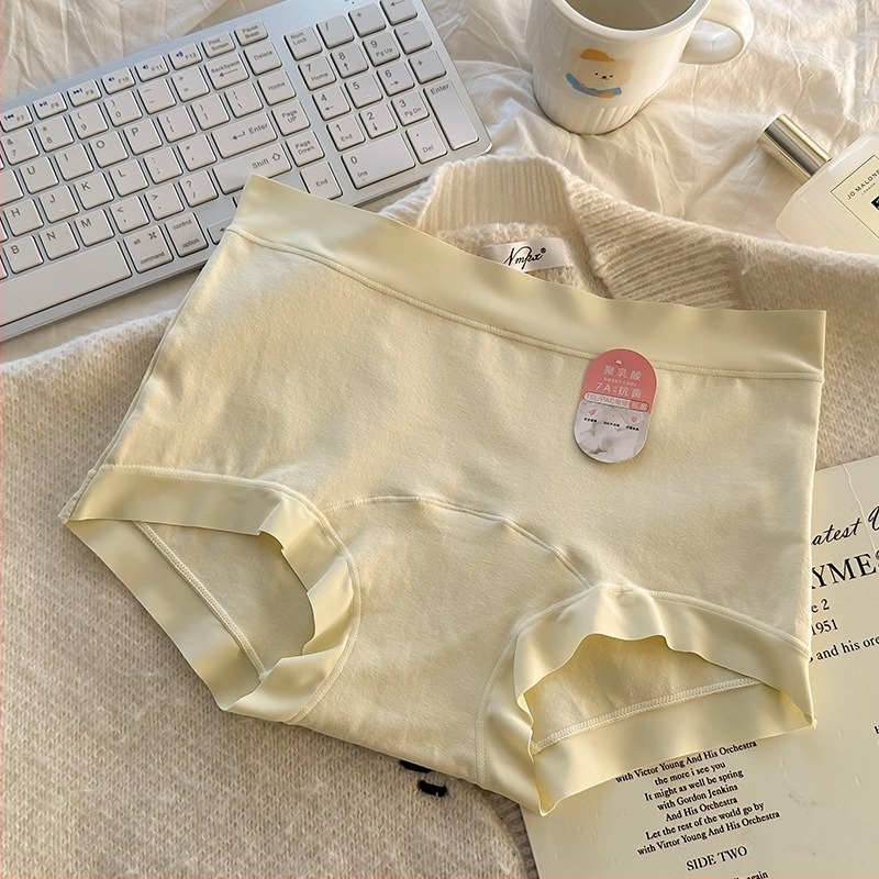 Chiloți din bumbac pentru fete, talie medie, fără linii vizibile, antibacterieni și respirabili