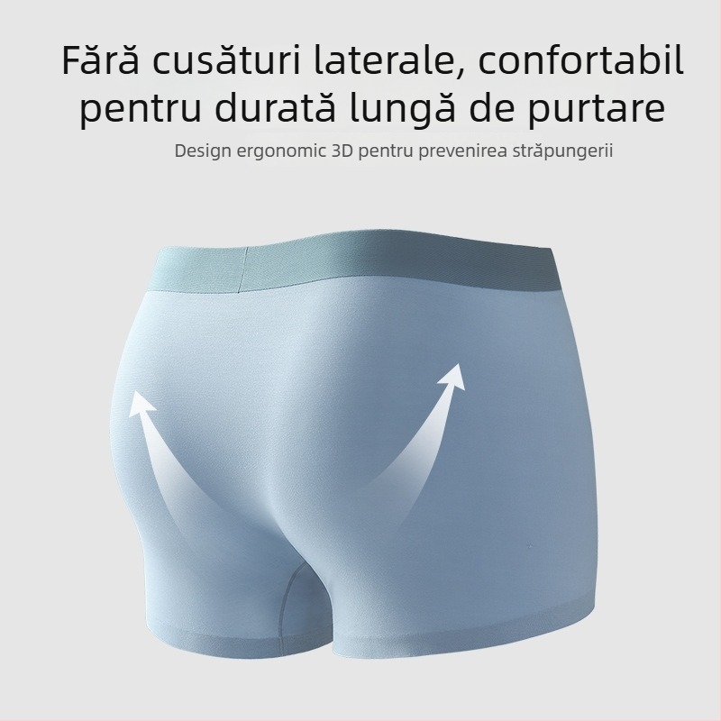 Boxeri bărbați din modal, talie medie, respirabili, antibacterieni, căptușeală în zona inghinală din mătase Mulberry