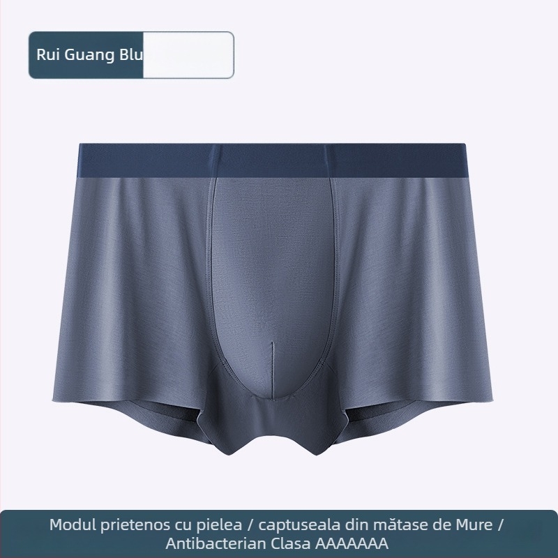 Boxeri bărbați din modal, talie medie, respirabili, antibacterieni, căptușeală în zona inghinală din mătase Mulberry