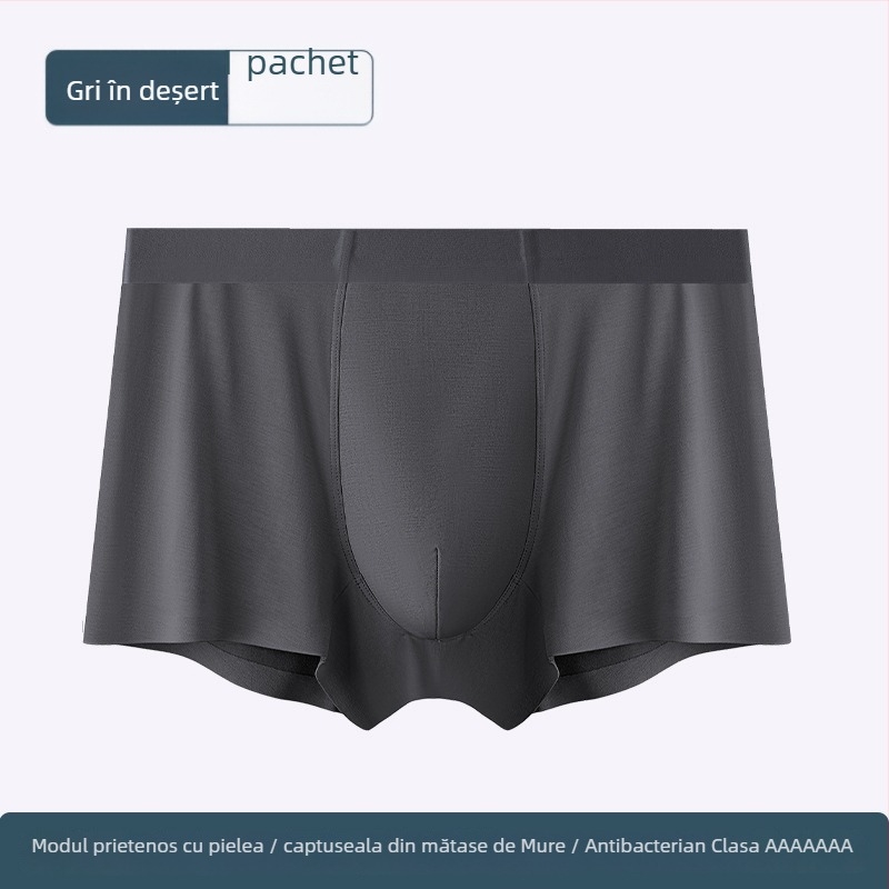 Boxeri bărbați din modal, talie medie, respirabili, antibacterieni, căptușeală în zona inghinală din mătase Mulberry
