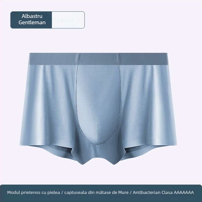 Boxeri bărbați din modal, talie medie, respirabili, antibacterieni, căptușeală în zona inghinală din mătase Mulberry