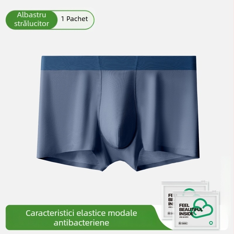 Boxeri bărbați din modal, talie medie, respirabili, antibacterieni, căptușeală în zona inghinală din mătase Mulberry