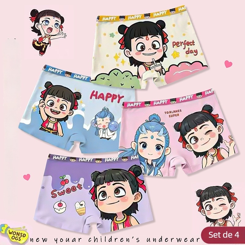 Chiloți pentru fete cu desen animat, din bumbac 95% 5% elastan, siguranță Clasă A, pentru vârsta 3–8 ani (toamna 2023)