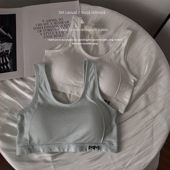 Top tub nylon cu înfășurare a pieptului, stil vestă pentru adolescente, cu cupe pline și cupe modelatoare subțiri, respirabil, fără luciu, 80-90% nylon, iarna 2024