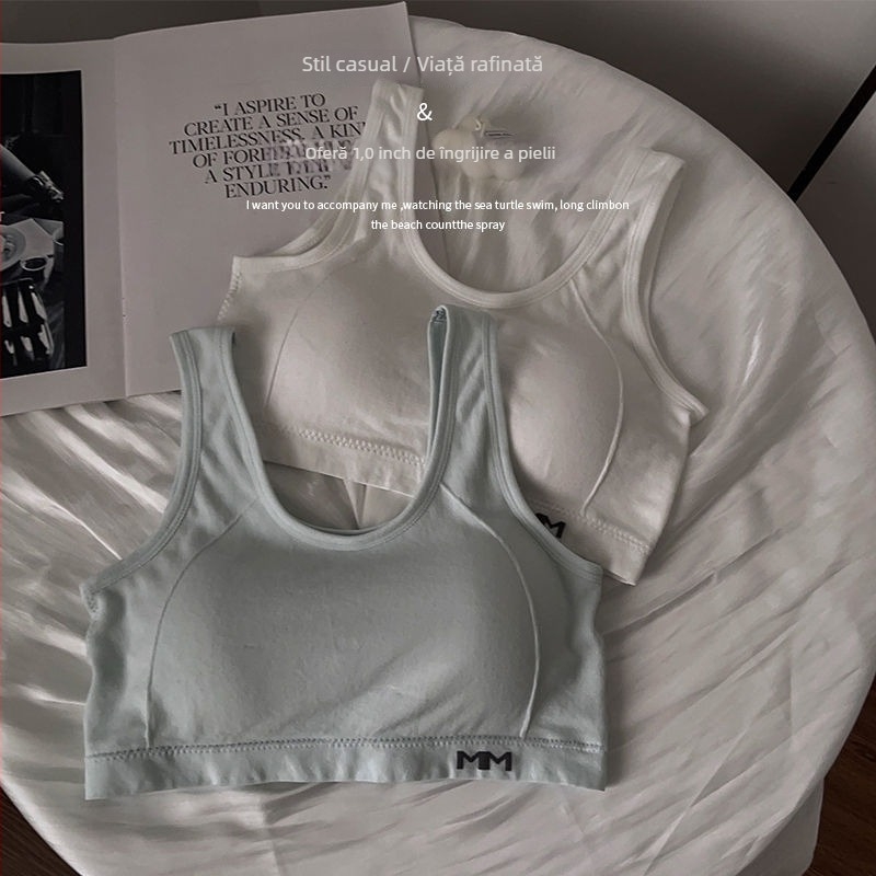 Top tub nylon cu înfășurare a pieptului, stil vestă pentru adolescente, cu cupe pline și cupe modelatoare subțiri, respirabil, fără luciu, 80-90% nylon, iarna 2024