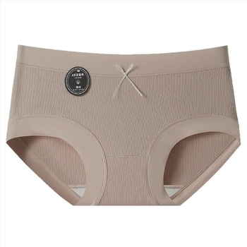 Chiloți femei din bumbac, 60-count bumbac combed, respirabili, căptușeală din bumbac, talie medie, culoare solidă cu funda