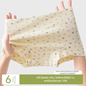 Chiloți femei din bumbac 90–95%, antibacterian, crotch extins, talie medie, model cu flori rupte