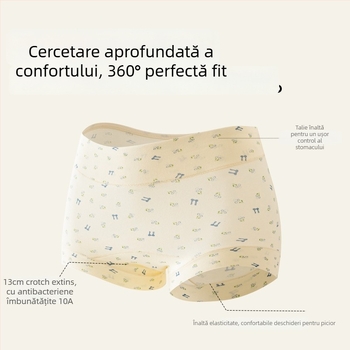 Chiloți femei din bumbac 90–95%, antibacterian, crotch extins, talie medie, model cu flori rupte