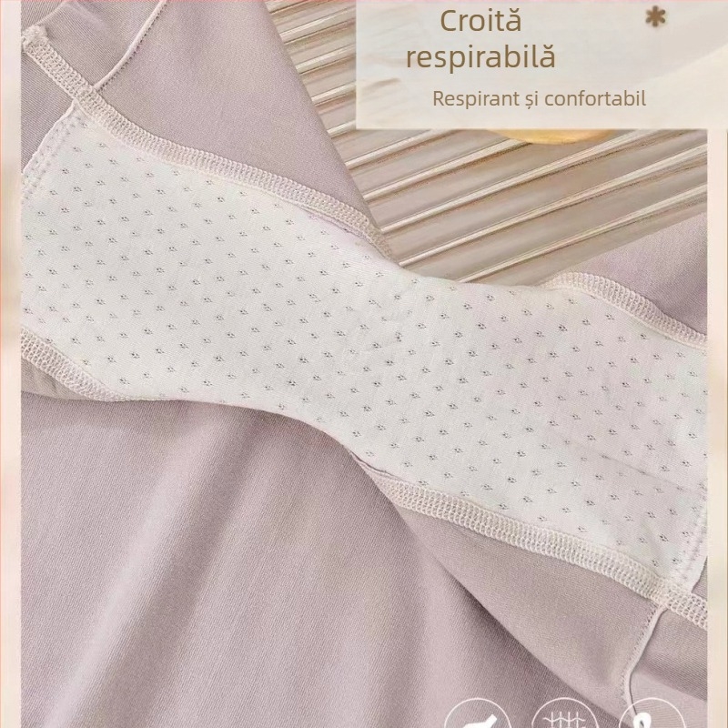 Pantaloni de siguranță pentru femei fără cusături — țesătură modal, talie medie, țesătură simplă, anti-expunere