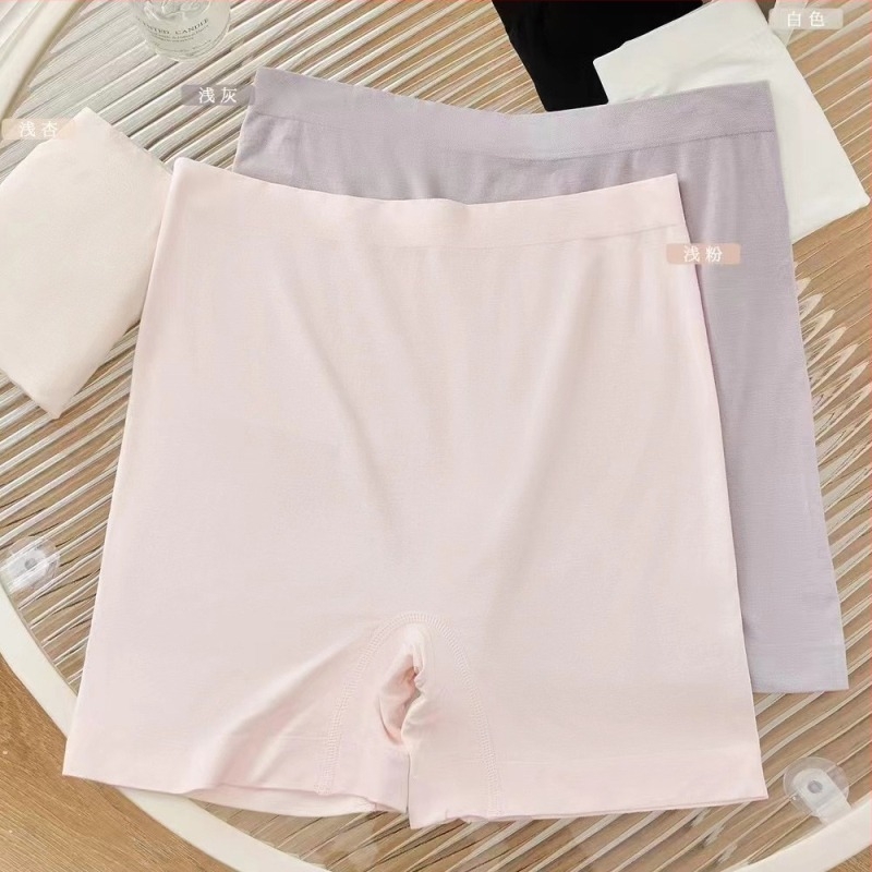 Pantaloni de siguranță pentru femei fără cusături — țesătură modal, talie medie, țesătură simplă, anti-expunere