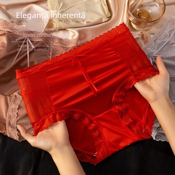 Chiloți femei cu talie înaltă și dantelă, nylon, căptușeală din bumbac, respirabili