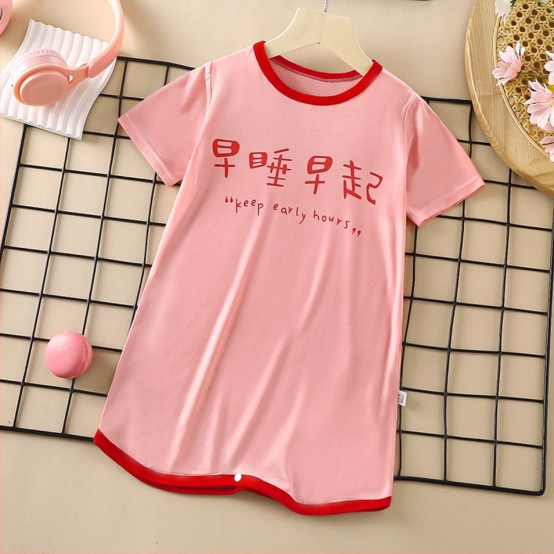 Rochie de noapte pentru copii din modal pentru vară, țesătură subțire, absorbție a umidității, 94% modal (viscoză), stil personal